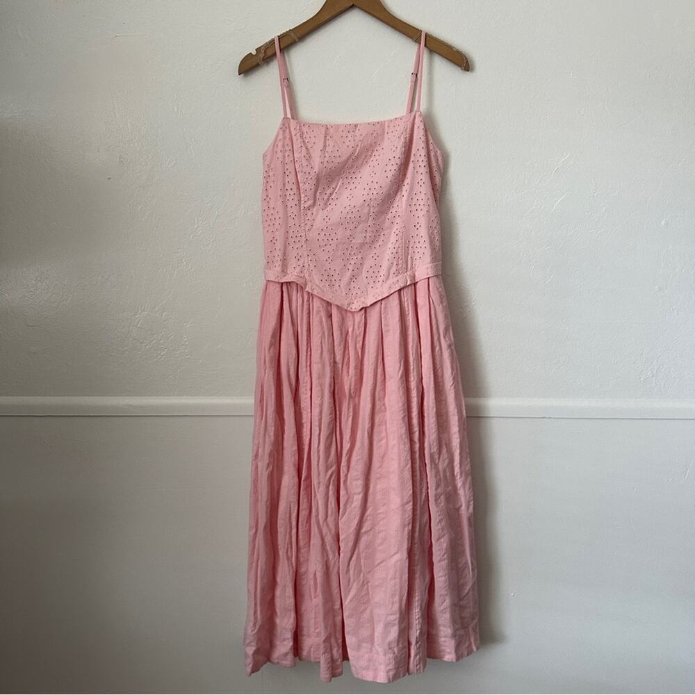 Free People Drop Waist Eyelet Pink A Line Maxi Dress Small